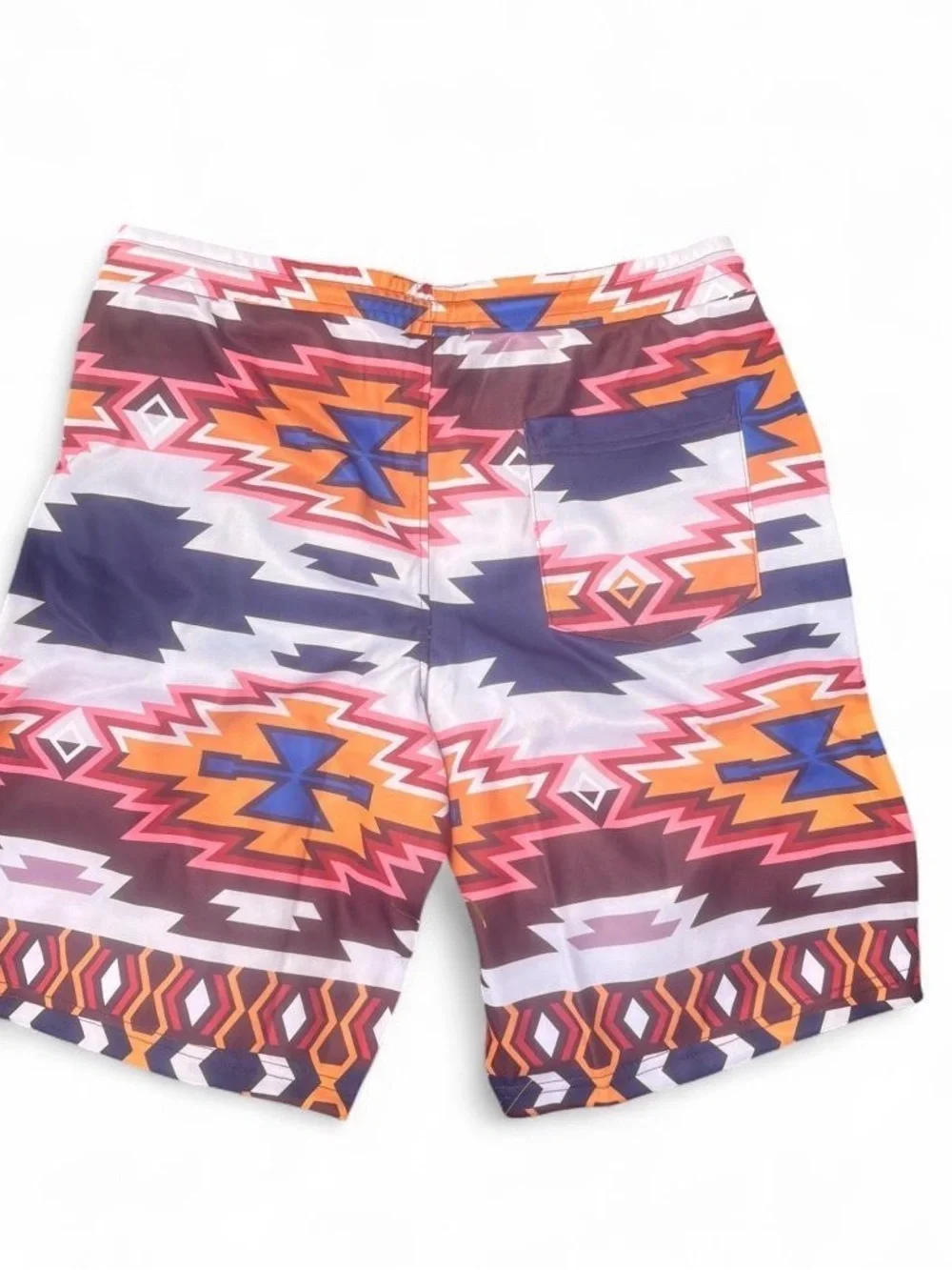 fresh Multicolor Aztec Print Men’s Swim Trunks - Orange, Pink, Blue